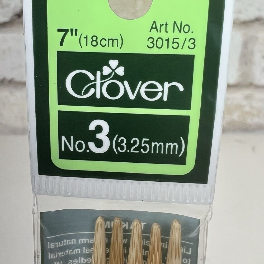 NEW Clover 7" Takumi Bamboo (5) Knitting Needles (3015/8) No. 3~ 3.25mm